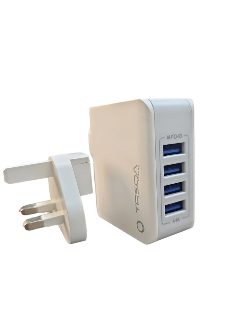 TREQA Trika 4-Port USB Wall Charger White Model CH-604 - Image 3