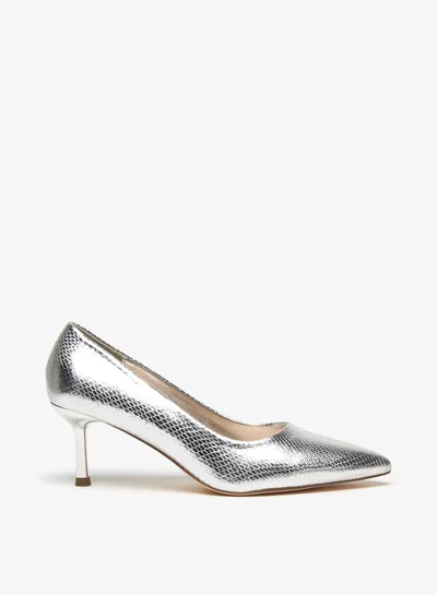 Flora Bella By Shoexpress Women's Textured Slip-On Pumps with Stiletto Heels