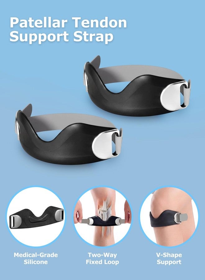 Wismee Silicone Patellar Tendon Support Strap 2 Pack, Knee Band for Sports Hiking, Soccer, Basketball, Running, Adjustable Silicone Knee Brace for Women Men - Image 3