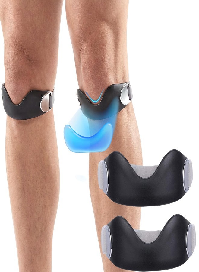 Wismee Silicone Patellar Tendon Support Strap 2 Pack, Knee Band for Sports Hiking, Soccer, Basketball, Running, Adjustable Silicone Knee Brace for Women Men - Image 1