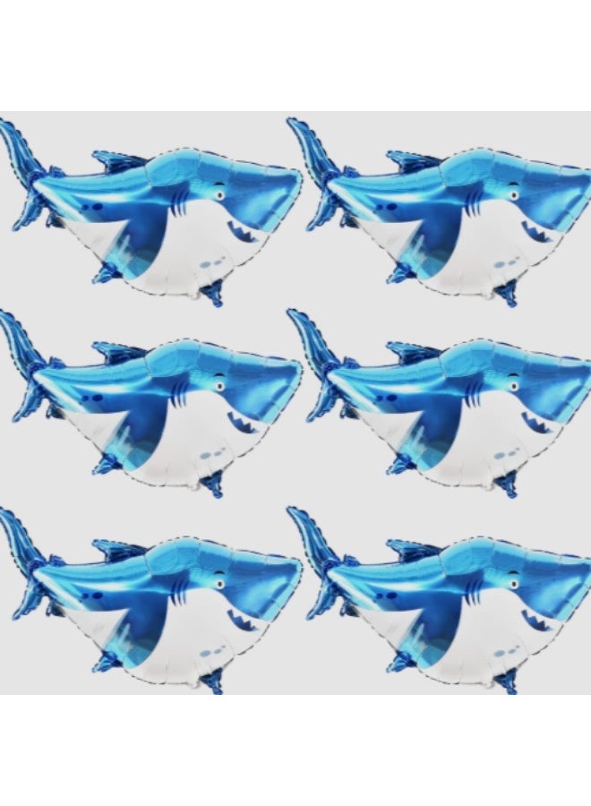 KatchOn Shark Mylar Balloon for Birthday Party - 38 Inch, Pack of 6 | Baby Shark Decorations | Under The Sea | Fish Balloons | Shark Birthday Party Supplies - Image 1