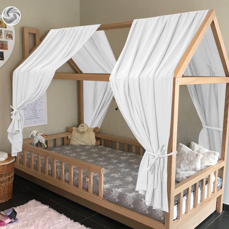 hotut HOTUT 270 x 62 cm Set of 2 Fabric Canopies for Children's Bedroom Decoration for Baby Beds Bedrooms White  - Image 1