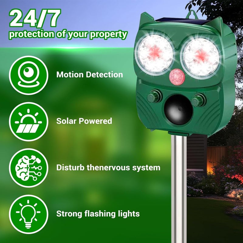 RC Tech Trading Solar Animal Repellent for Outdoor, Ultrasonic Pest Repeller with LED Strobe Light, Cat Repellent IP66 Waterproof, Effective Deterrent for Dogs, Deer, Raccoons, Skunks, Squirrels in Yard, Garden - Image 4