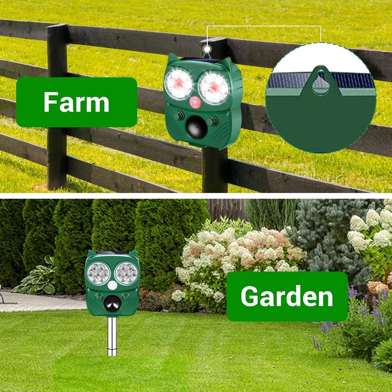 RC Tech Trading Solar Animal Repellent for Outdoor, Ultrasonic Pest Repeller with LED Strobe Light, Cat Repellent IP66 Waterproof, Effective Deterrent for Dogs, Deer, Raccoons, Skunks, Squirrels in Yard, Garden - Image 5
