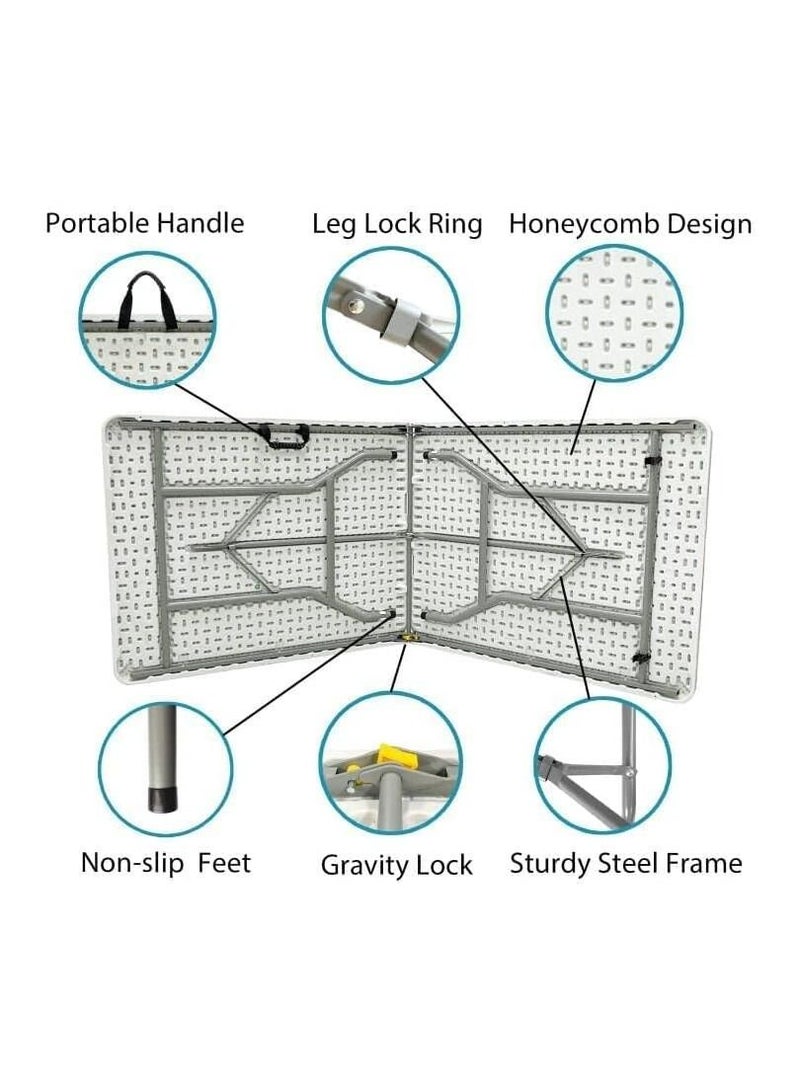 3MPlast 180x74cm Folding Table – Heavy Duty, Portable, Centerfold Design, Large Plastic Table for Events, Catering, Office & Outdoor - Image 3