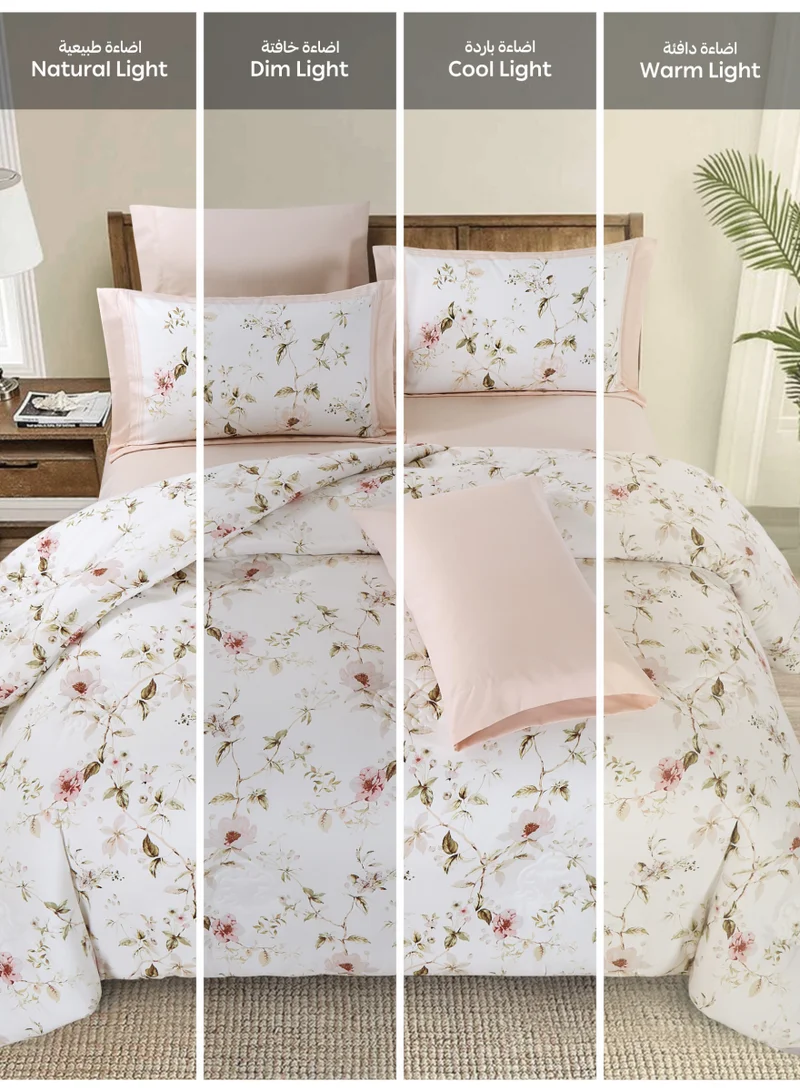 Doona Printed 4-Pcs Queen Comforter Bedding Set Fits 160x200cm -Includes Comforter, Fitted Sheet, Pillow Shams & Pillowcases – Soft Microfiber Fabric with Soft 350 GSm Filling