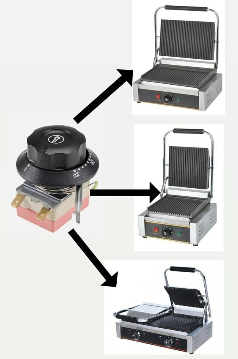 Shoppers Hub PNQ SPARES for IMPORTED SANDWICH GRILLER 811811E813 Models 300C Thermostat with Black Knob Set Contains 1 Thermostat 1 Black Knob - Image 3