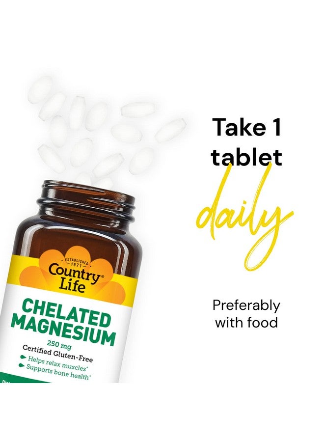 Country Life, Chelated Magnesium 250mg, Supports Bone and Immune Health, Daily Supplement, 240 ct - Image 4
