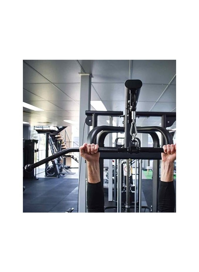 Generic Straight Bar Cable Machine Attachment Tricep Press Down Bar LAT Pulldown Bar Attachments For Home Gym Fitness Workout - Black  - Image 2