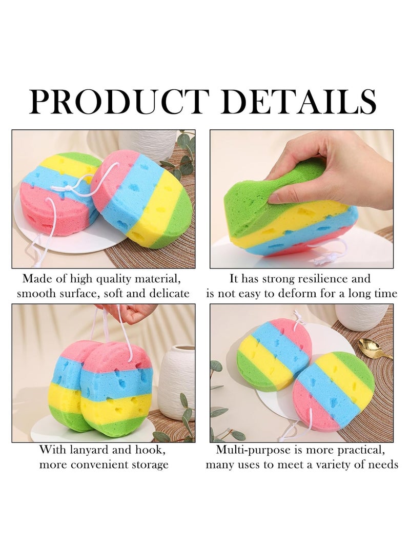 CMGTYYD 4 Pcs Kids Bath Sponge, Exfoliating Sponge Body Sponges Shower for Women/Men/Kid, Pouf Foam Loofahs Sponge to Spa Reusable(with 4 Hooks) - Image 3