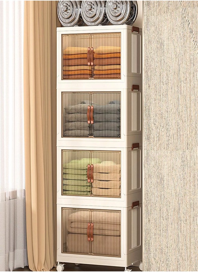 5 Layer Modular Storage Cabinet with Transparent Doors and Wheels