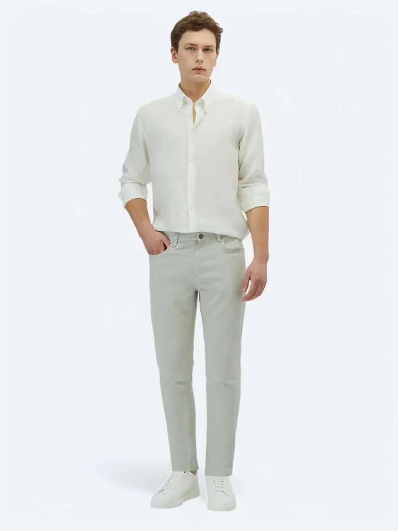 Kip Stone Weaving Regular Fit Casual Cotton Blended Trousers