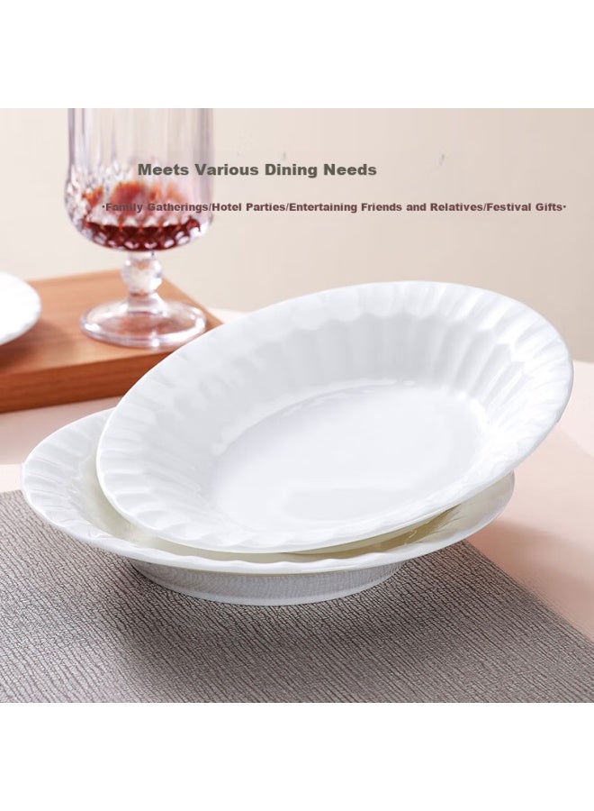 Sky Top Ceramic Bone China Soup Plate Pure White Deep Plate Household Western Food Plate Embossed Dish 8 Inch 2 Pieces Crystal - Image 3