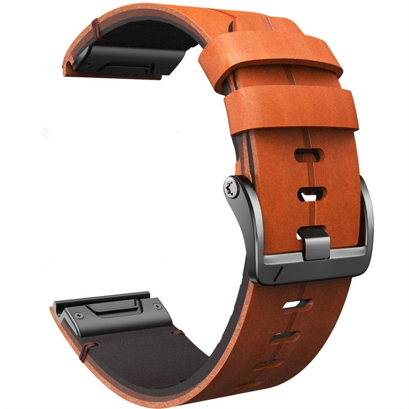 OUTVI 22mm leather watch band for garmin fenix 6 7 pro solar 5 plus forerunner 955 965 935 745 LTE epix Pro Gen 2 47mm ONLY Genuine full grain Quick fit 22 bands replacement for Men Women Brown - Image 1