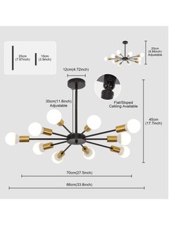 GEADI Modern Sputnik Chandelier Gold Mid Century Island Pendant Light Fixture 10 Light Ceiling Chandeliers for Kitchen Dining Room Bedrooms  - Image 2