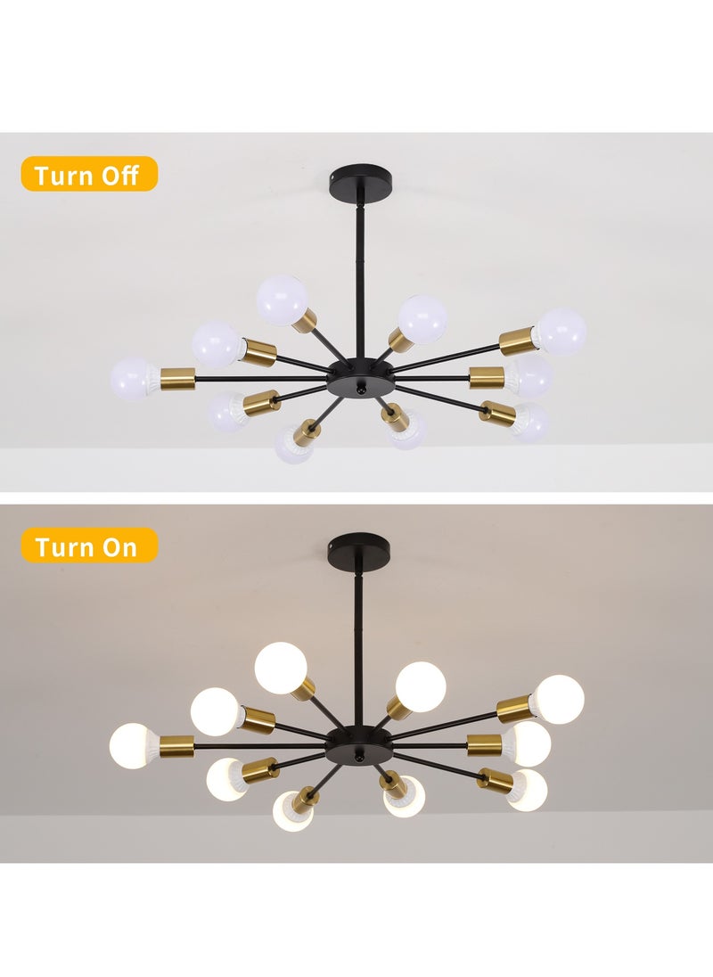 GEADI - Modern Sputnik Chandelier Gold Mid Century Island Pendant Light Fixture 10 Light Ceiling Chandeliers for Kitchen Dining Room Bedrooms - Image 1
