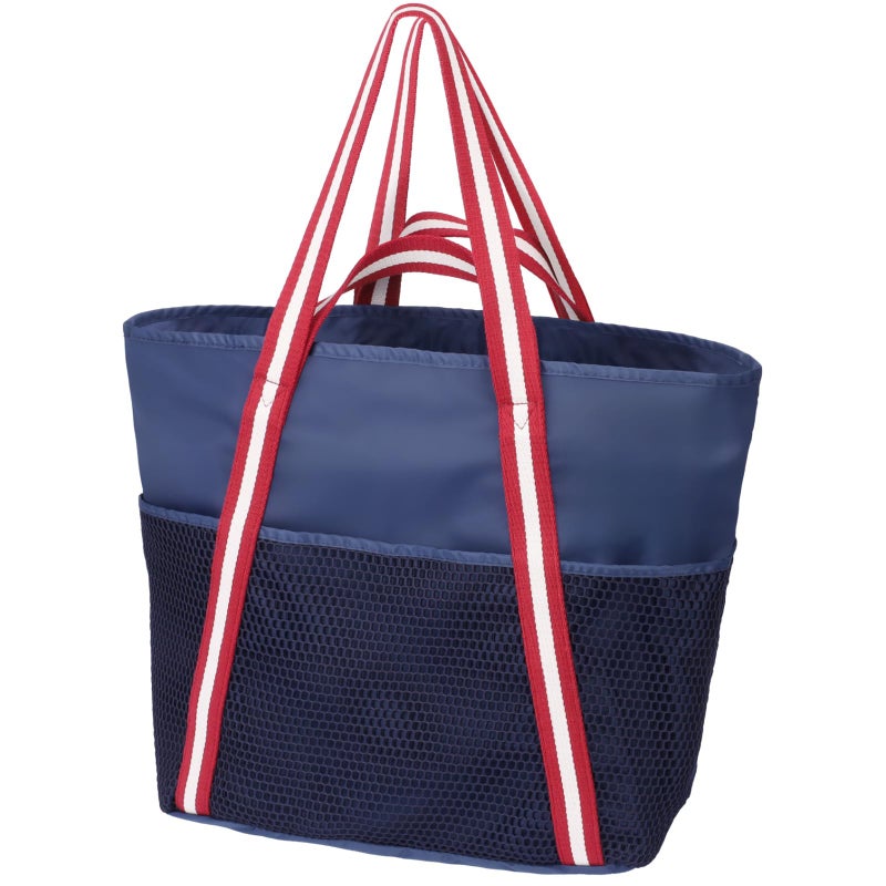 F-color Fcolor Waterproof Beach Bag with Zipper 8 Pockets Machine Washable Beach Tote with Sandproof Mesh Bag for Women Carry on Swim Bag for Travel Pool Gym Cruise Vacation Essentials Blue - Image 2