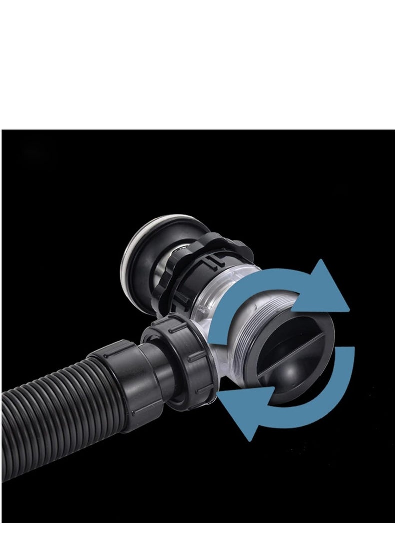 KASTWAVE - Bathroom Sink Drain Kit, Stainless Steel Expandable Sink Drain Pipe Kit, P Trap Sink Drain Pipe, Trap with Built in Anti Clogging Stopper, Integrated Wash Basin Sink Drain Pipe - Image 1