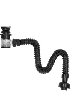 Bathroom Sink Drain Kit, Stainless Steel Expandable Sink Drain Pipe Kit, P Trap Sink Drain Pipe, Trap with Built in Anti Clogging Stopper, Integrated Wash Basin Sink Drain Pipe