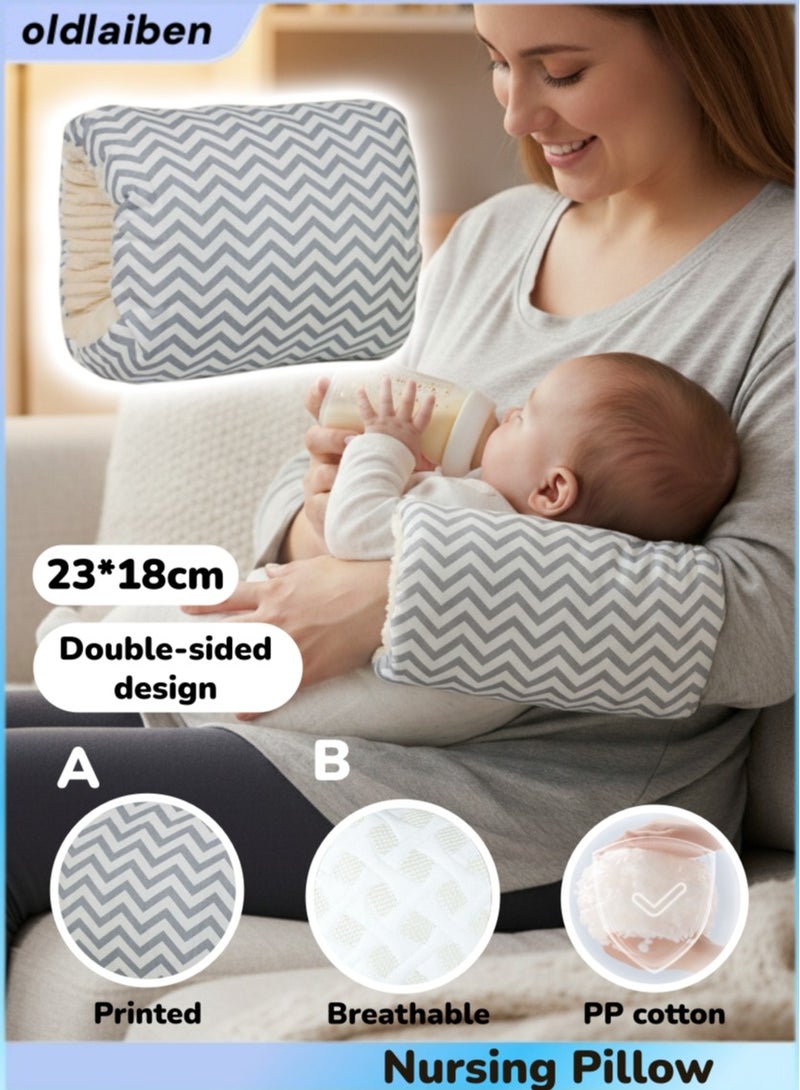 الدليبن وسادة رضاعة للأطفال، وسادة ذراع لإطعام الطفل، وسائد ذراع رضاعة من القطن الناعم لحديثي الولادة، وسائد رضاعة طبيعية لمزيد من الدعم للأم والطفل، محمولة وقابلة للغسل، أساسيات رضاعة مريحة (رمادي) - Image 1