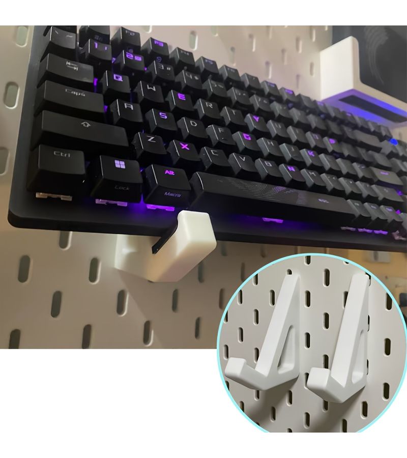 Multi-Functional Pegboard Stand Set Of Two White For 87 Key Keyboard Handheld Game Console Tablet And More - Image 4