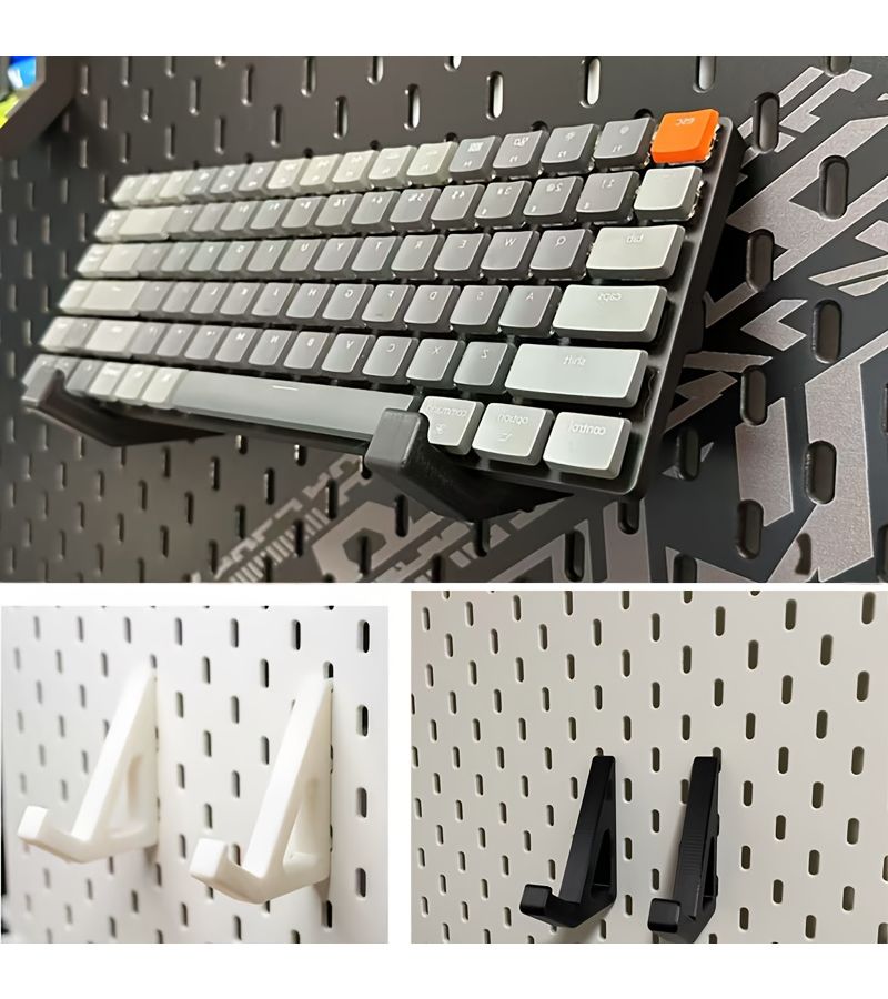 Multi-Functional Pegboard Stand Set Of Two White For 87 Key Keyboard Handheld Game Console Tablet And More - Image 1