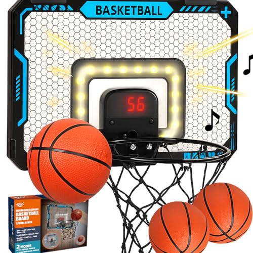 BATURU Over The Door Basketball Hoop for Kids Indoor Basketball Toy with LED Scoreboard Lights Sound Easy to Hang Fun Gifts for Boys Ages 610 - Image 1