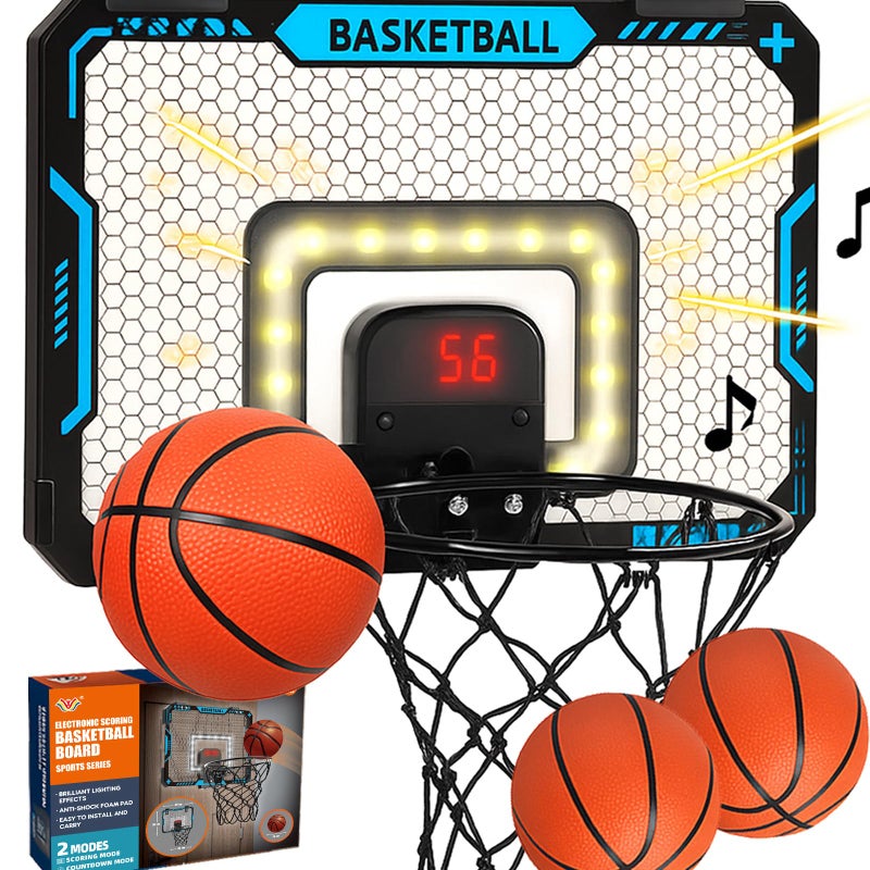 BATURU Over The Door Basketball Hoop for Kids Indoor Basketball Toy with LED Scoreboard Lights Sound Easy to Hang Fun Gifts for Boys Ages 610 - Image 2
