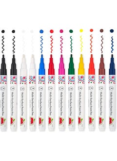 Set Of 12 Multi Surface Fine Tip Paint Pens Perfect For Indoor And Outdoor Arts And Crafts Projects 6233 Basic