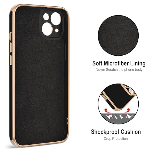 Hython for iPhone 15 Case with Ring Stand, 360° Rotatable Ring Holder Magnetic Kickstand, Plating Rose Gold Edge Soft Cover Women Men Luxury Protective Phone Case for iPhone 15 6.1", Black - Image 3