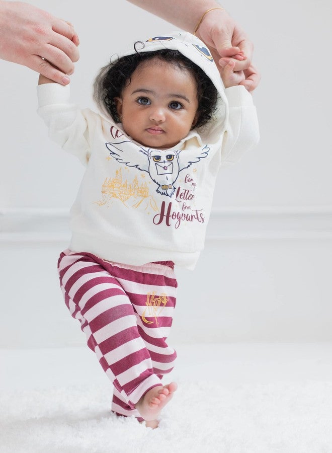 Harry Potter Hedwig Owl Hogwarts Baby Girls 3 Piece Outfit Set: Hoodie Pants Bodysuit White 3-6 Months - Image 2