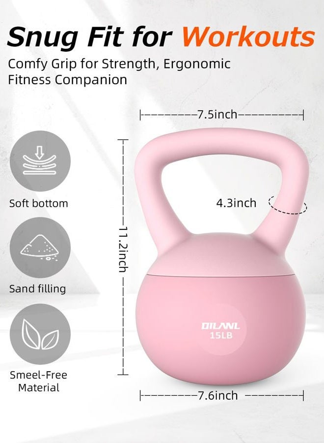 DILANL Soft Kettlebell, Safe Strength Training Kettle bell, Cushioned Impact-Resistant Base and Anti-Slip Grip Weight, Kettlebells Set for Home Workouts and Men/Women/ Beginners,With Non-slip Gloves (Pink - Image 5