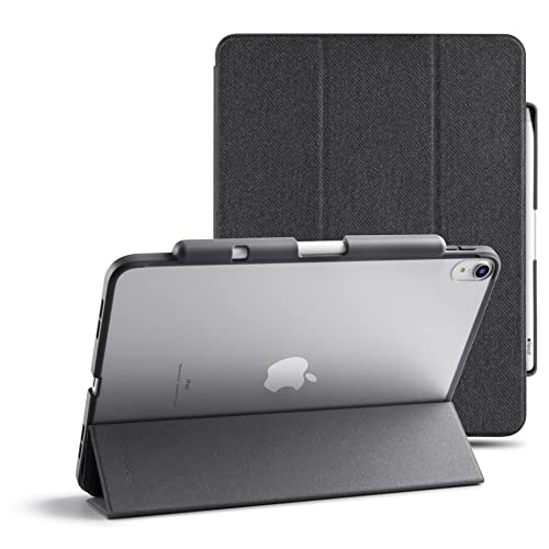 TineeOwl Mocha iPad Air M3/M2 (2025/2024), iPad Air 5/4 Case (2022,2020) 5th/4th Generation 10.9 Ultra Slim Matte Case with Pencil Holder + Tri-fold Smart Cover, Absorbs Shock, Lightweight (Black) - Image 1