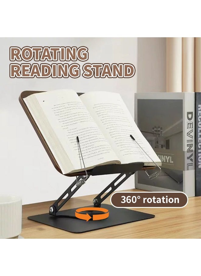 Generic - 360° Rotating Wooden Quran Stand, Foldable and Strong Load-Bearing Book Stand With Non-Slip Silicone Base, Sturdy and Durable Carbon Steel Frame, Suitable for Reading, Drawing, Tablet Placement, Quran Book Display - Image 1