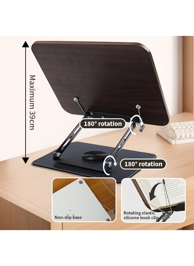 Generic - 360° Rotating Wooden Quran Stand, Foldable and Strong Load-Bearing Book Stand With Non-Slip Silicone Base, Sturdy and Durable Carbon Steel Frame, Suitable for Reading, Drawing, Tablet Placement, Quran Book Display - Image 1