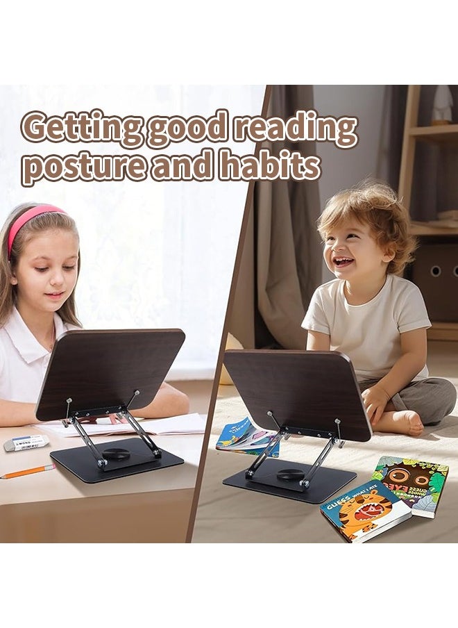 Generic - 360° Rotating Wooden Quran Stand, Foldable and Strong Load-Bearing Book Stand With Non-Slip Silicone Base, Sturdy and Durable Carbon Steel Frame, Suitable for Reading, Drawing, Tablet Placement, Quran Book Display - Image 1