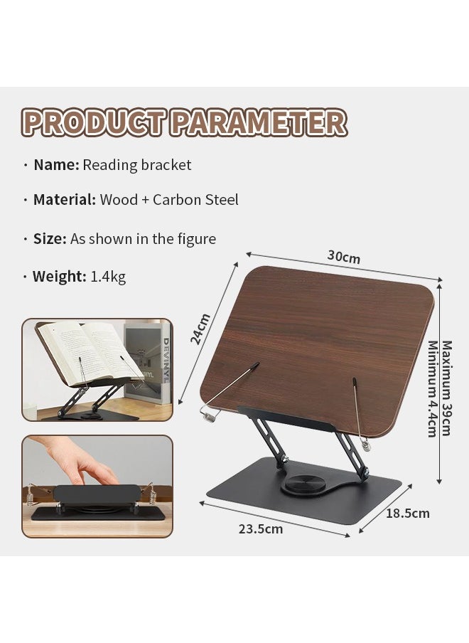 Generic - 360° Rotating Wooden Quran Stand, Foldable and Strong Load-Bearing Book Stand With Non-Slip Silicone Base, Sturdy and Durable Carbon Steel Frame, Suitable for Reading, Drawing, Tablet Placement, Quran Book Display - Image 1