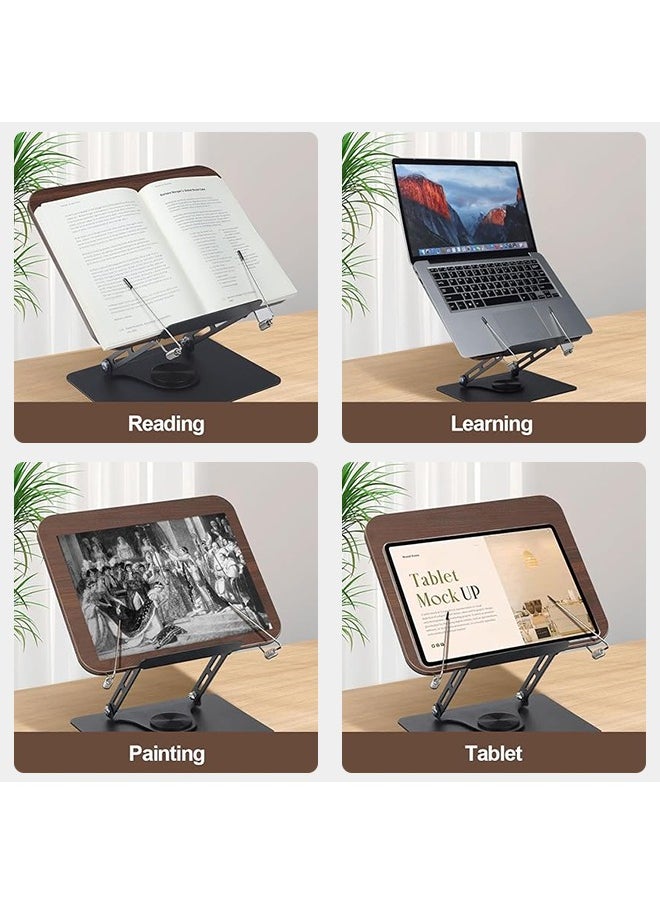 Generic - 360° Rotating Wooden Quran Stand, Foldable and Strong Load-Bearing Book Stand With Non-Slip Silicone Base, Sturdy and Durable Carbon Steel Frame, Suitable for Reading, Drawing, Tablet Placement, Quran Book Display - Image 1