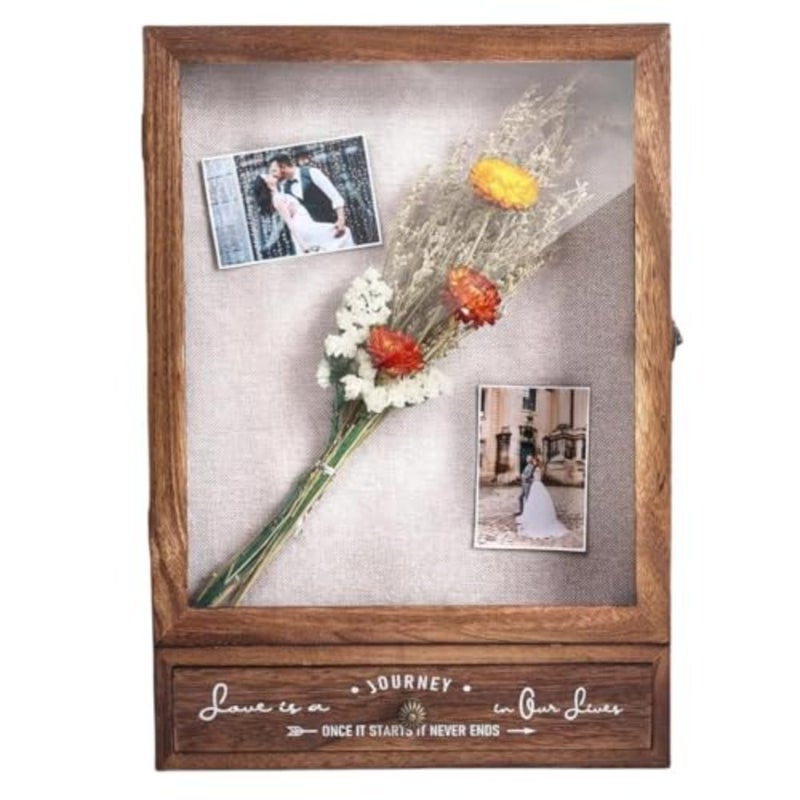 إطارات صور كبيرة لصندوق الظل، وصناديق عرض الظل العميق، مقاس 11 × 16 بوصة مع أرفف وأدراج قابلة للإزالة، للصور والزهور والتذكارات والميداليات وهدية الزفاف للحائط أو سطح الطاولة - Image 3