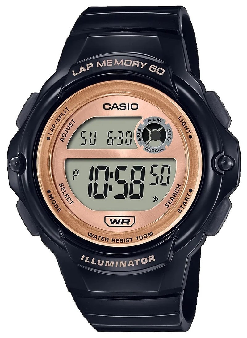 CASIO Youth Digital Women’s Watch LWS‑1200H‑1AVDF , 45.5 mm Bronze Dial, Black Resin Band, 100 m WR - Image 1
