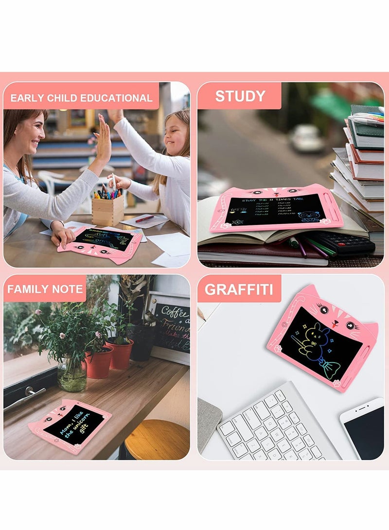 LCD Writing Tablet, 8.5 Inch Doodle Board with Lock Function, Colorful Screen Drawing Pad for Kids, Educational Erasable Toy, Perfect for Preschool Learning and Creativity (Pink Cat Design) - Image 4
