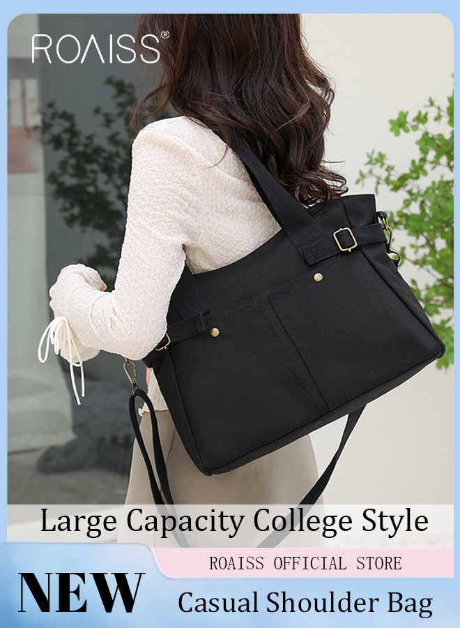 حقيبة كتف ذات سعة كبيرة متينة تتميز بتصميم ألوان ماكارون الجذابة سحاب سلس وتأتي بلون صلب وتستخدم كحقيبة توت