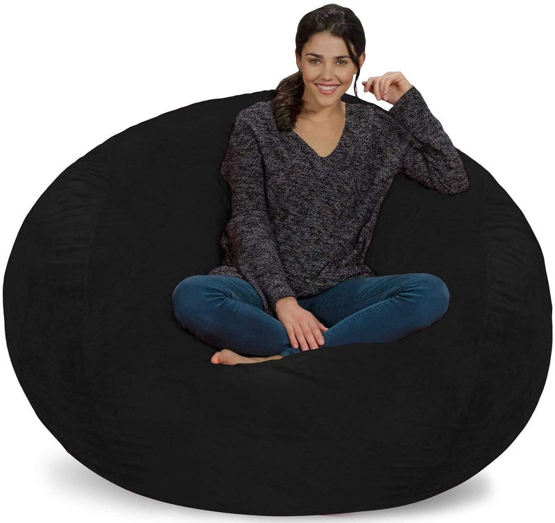 Nest Bedding كرسي حبوب عملاق من نست بدينغ 4 قدم كبير لغرفة المعيشة الداخلية للاعبين بدون رغوة 4 قدم أسود 1 - Image 3