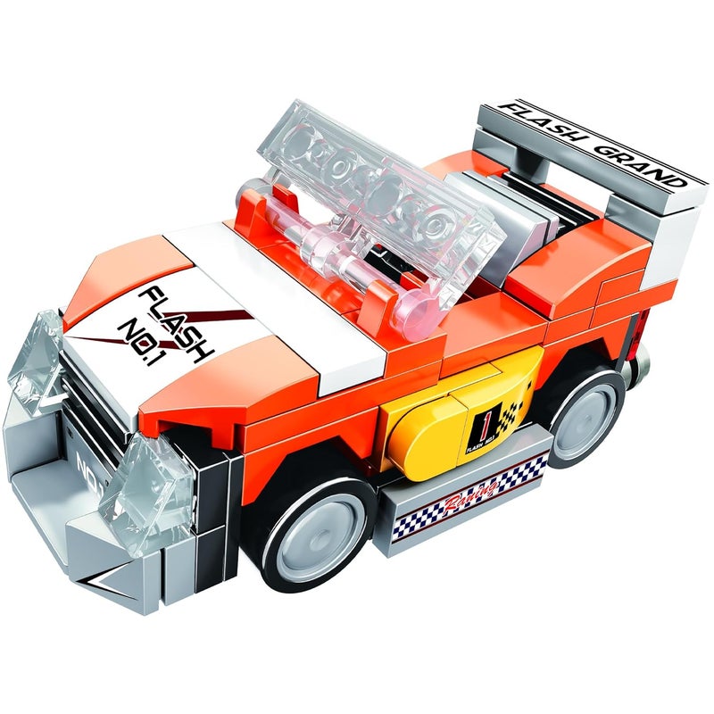 ThinkerPlace 8-in-1 Speed Racing Cars Flash (98 Pieces) | Learn About Electric Vehicles | Building Block Set for Kids Age 6+ | STEM Educational Toy | Build, Collect & Create Big-Size Racing Car - Image 1