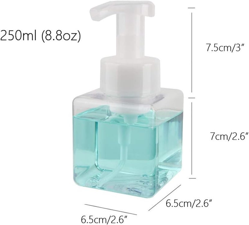 UUJOLY Foaming Soap Dispenser, 250ml (9oz) Refillable Pump Bottle for Liquid Soap, Shampoo, Body Wash (2 Pcs) (Small Clear) - Image 4