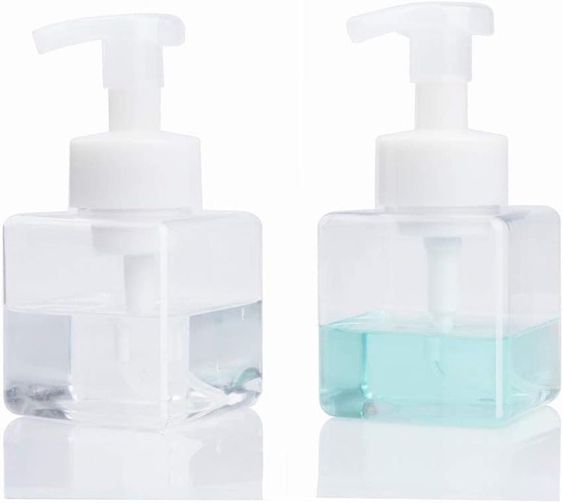 UUJOLY Foaming Soap Dispenser, 250ml (9oz) Refillable Pump Bottle for Liquid Soap, Shampoo, Body Wash (2 Pcs) (Small Clear) - Image 1