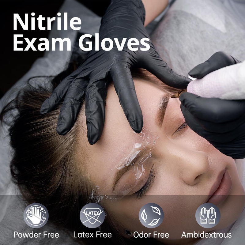 SwiftGrip Disposable Nitrile Exam Gloves, Black Nitrile Gloves Disposable Latex Free for Medical, Cooking & Esthetician, Food-Safe Rubber Gloves, Powder Free, Non-Sterile, 100-ct Box (Large) - Image 3
