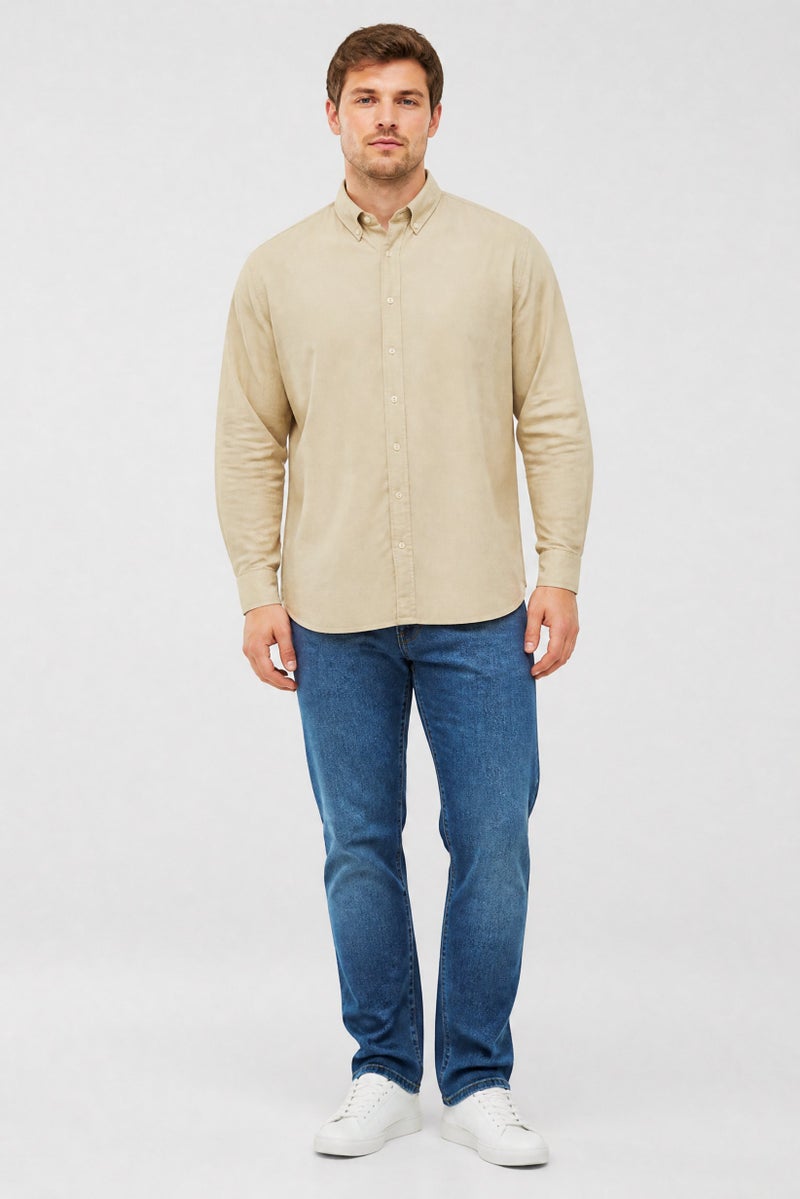 La Martina Men Slim Fit Embroidered Long Sleeve Casual Shirt, Beige - Image 5
