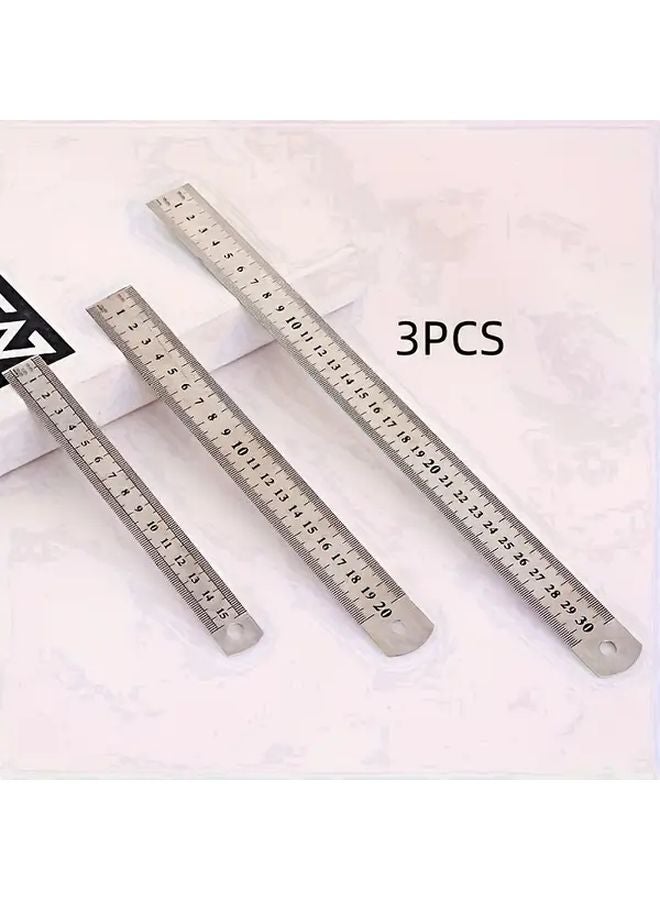 3pcs Double Sided Ruler Art Painting Sewing Quilting Craft Project Office Stationery - Image 1