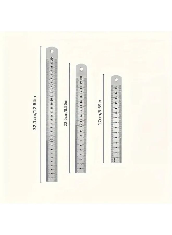 3pcs Double Sided Ruler Art Painting Sewing Quilting Craft Project Office Stationery - Image 3